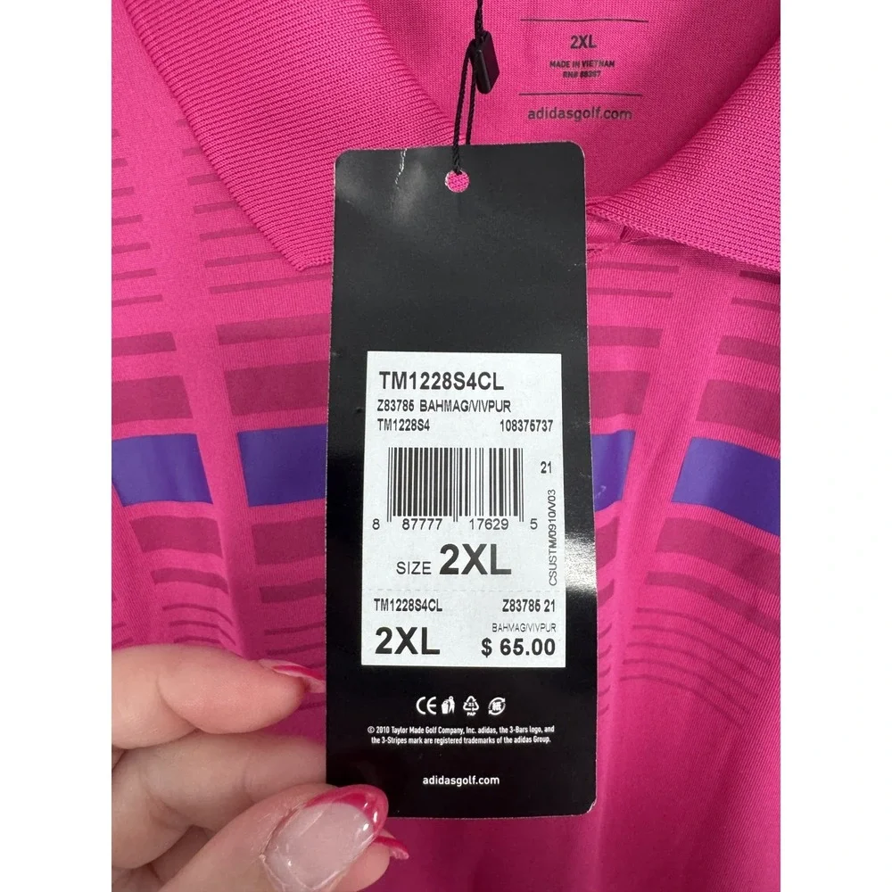 Adidas Puremotion Golf Polo Shirt Mens 2XL Performance Striped Short Sleeve